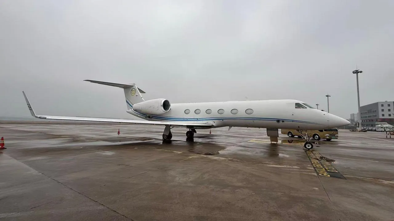 Heavy private jet exterior view