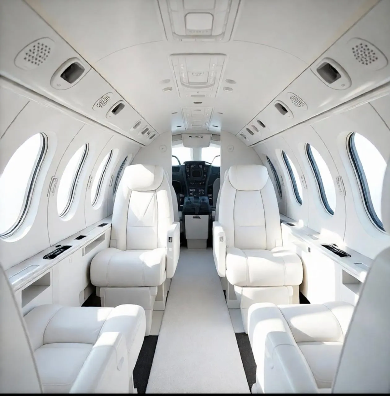 Light private jet interior view
